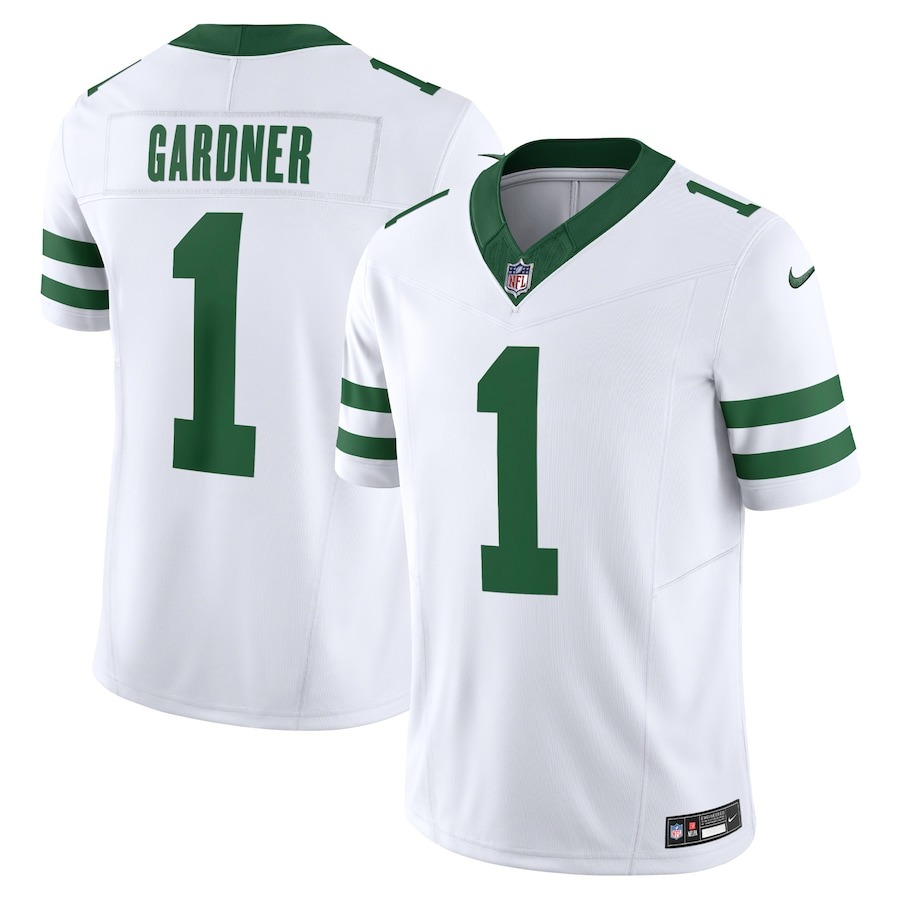 Men's New York Jets Ahmad Sauce Gardner Nike Legacy White Vapor F.U.S.E. Limited Jersey - ujerseystore
