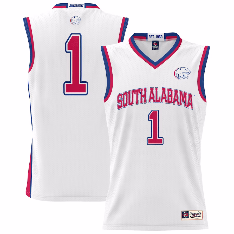 #1 South Alabama Jaguars GameDay Greats Unisex Lightweight Basketball Jersey - White - ujerseystore