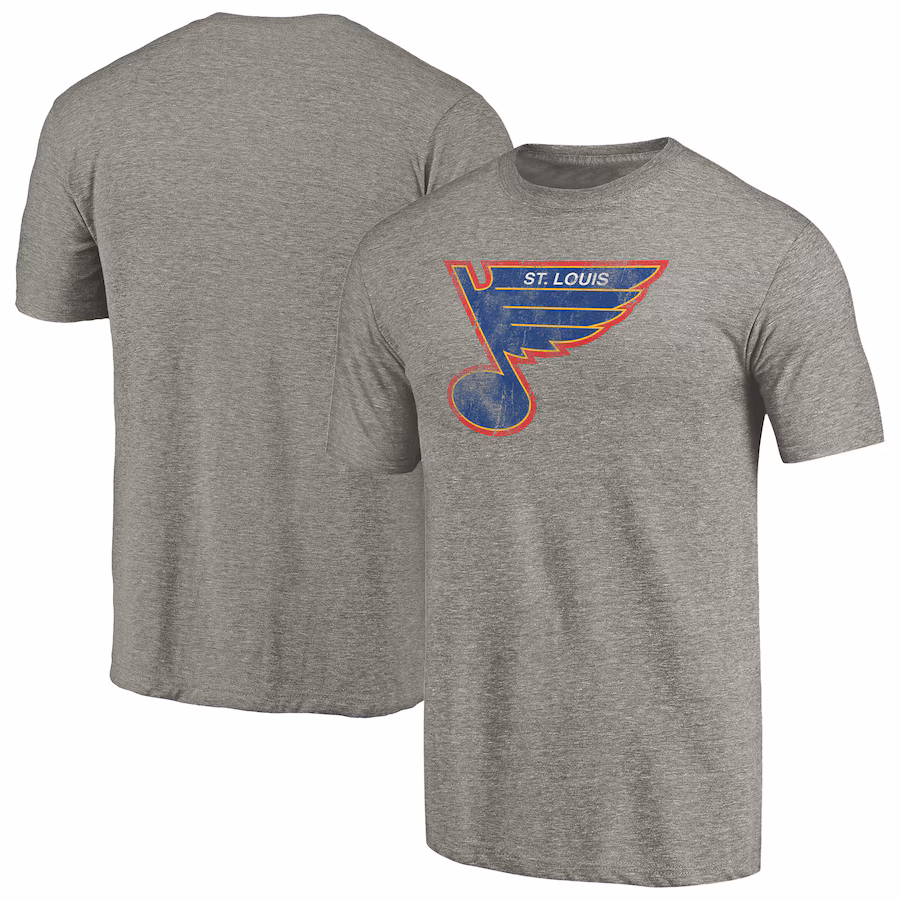 Men's St. Louis Blues Ash Throwback Logo 1987-1989 Tri-Blend T-Shirt - ujerseystore