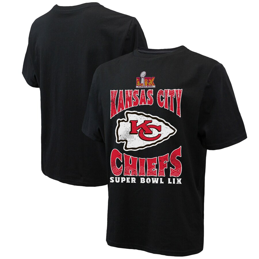 Men's Kansas City Chiefs  Majestic Threads Black Super Bowl LIX Heavyweight T-Shirt - ujerseystore