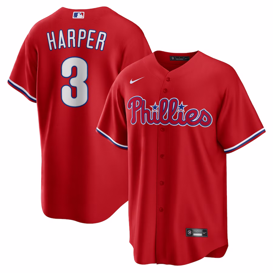 Men's Philadelphia Phillies Bryce Harper Nike Red Alternate Replica Player Name Jersey - ujerseystore