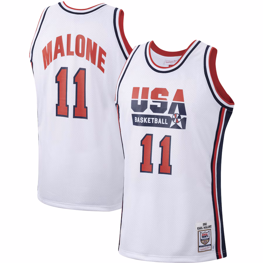 Men's USA Basketball Karl Malone Mitchell & Ness White 1992 Authentic Jersey - ujerseystore