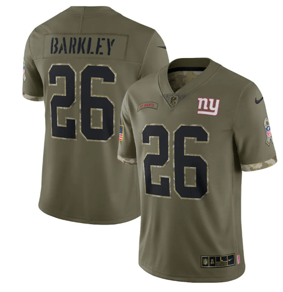 Men's New York Giants #26 Saquon Barkley 2022 Olive Salute To Service Limited Stitched Jersey - ujerseystore