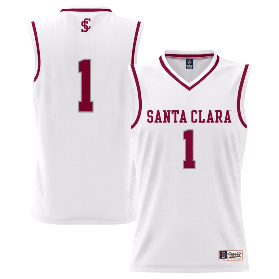 #1 Santa Clara Broncos GameDay Greats Lightweight Basketball Jersey - White - ujerseystore