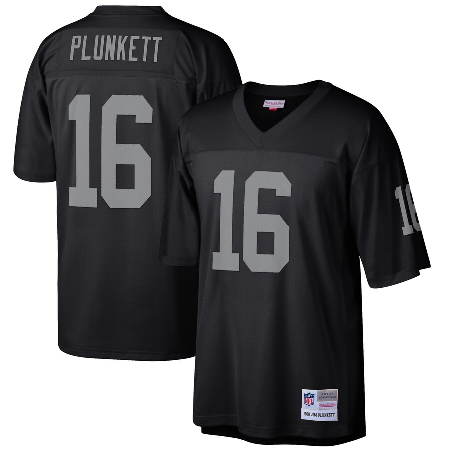 Men's Las Vegas Raiders Jim Plunkett Mitchell & Ness Black Retired Player Legacy Replica Jersey - ujerseystore