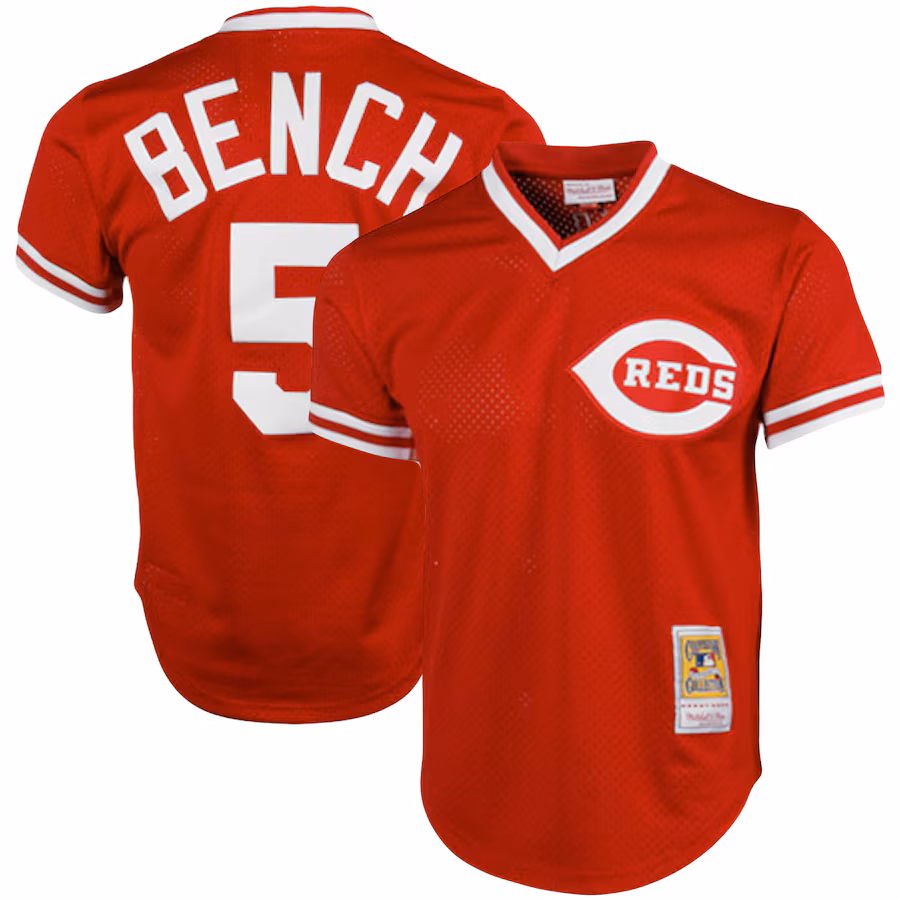 Men's Cincinnati Reds Johnny Bench Mitchell & Ness Red Cooperstown Collection Big & Tall Mesh Batting Practice Jersey - ujerseystore