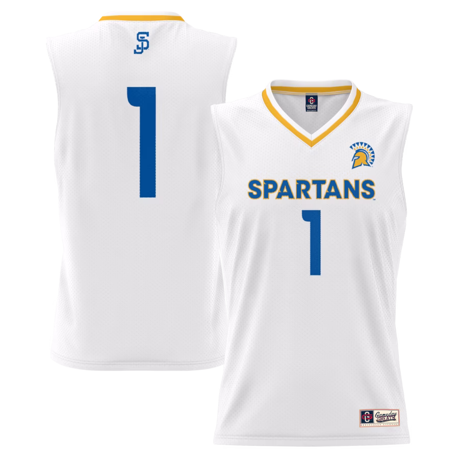 #1 San Jose State Spartans GameDay Greats Youth Lightweight Basketball Jersey - White - ujerseystore
