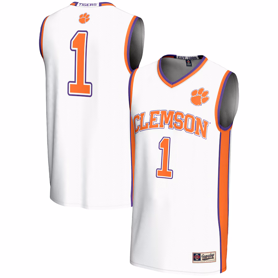 Men's GameDay Greats #1  White Clemson Tigers  Lightweight Basketball Jersey - ujerseystore