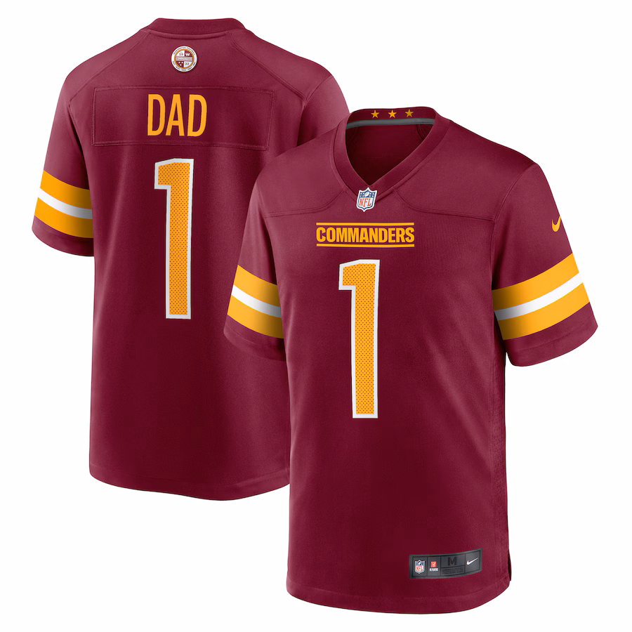 Men's Washington Commanders Number 1 Dad Nike Burgundy Game Jersey - ujerseystore