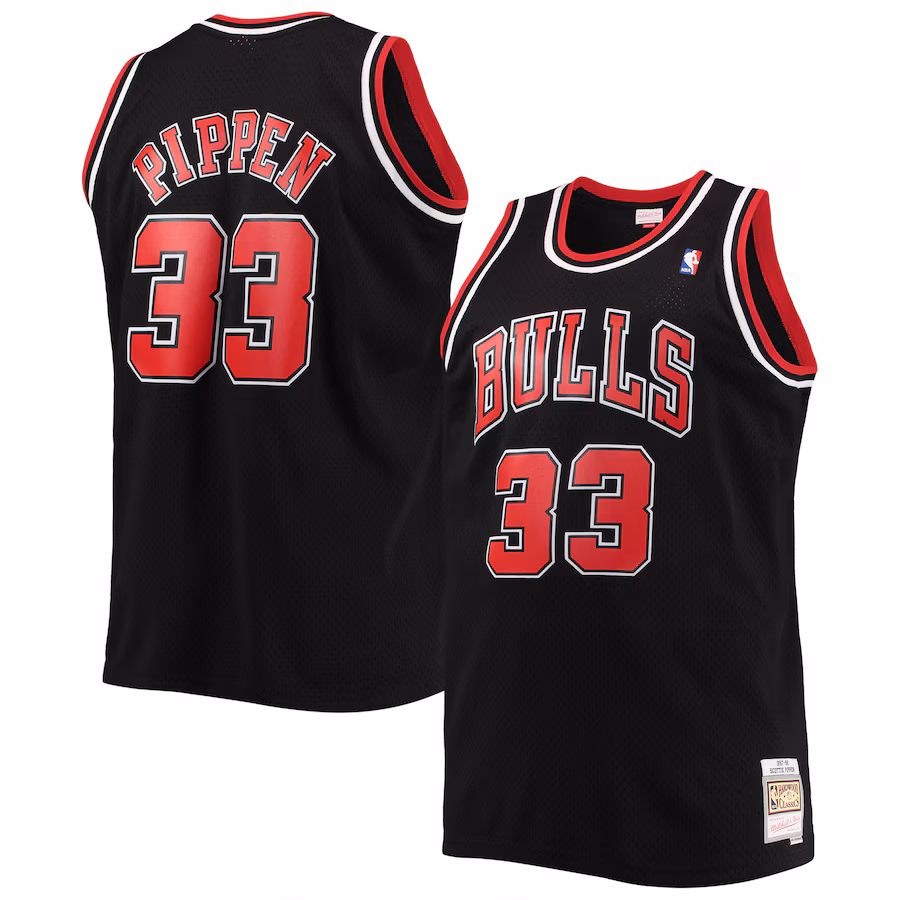 Men's Chicago Bulls Scottie Pippen Mitchell & Ness Black Big & Tall Hardwood Classics Swingman Jersey - ujerseystore
