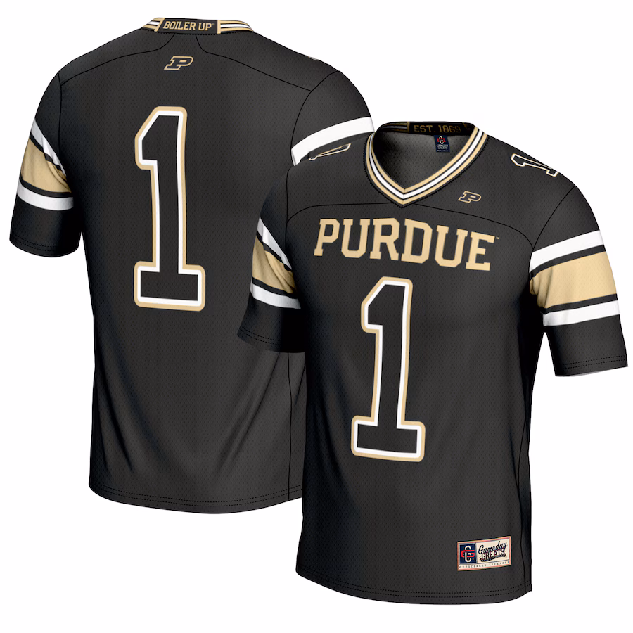 Men's GameDay Greats #1 Black Purdue Boilermakers Endzone Football Jersey - ujerseystore
