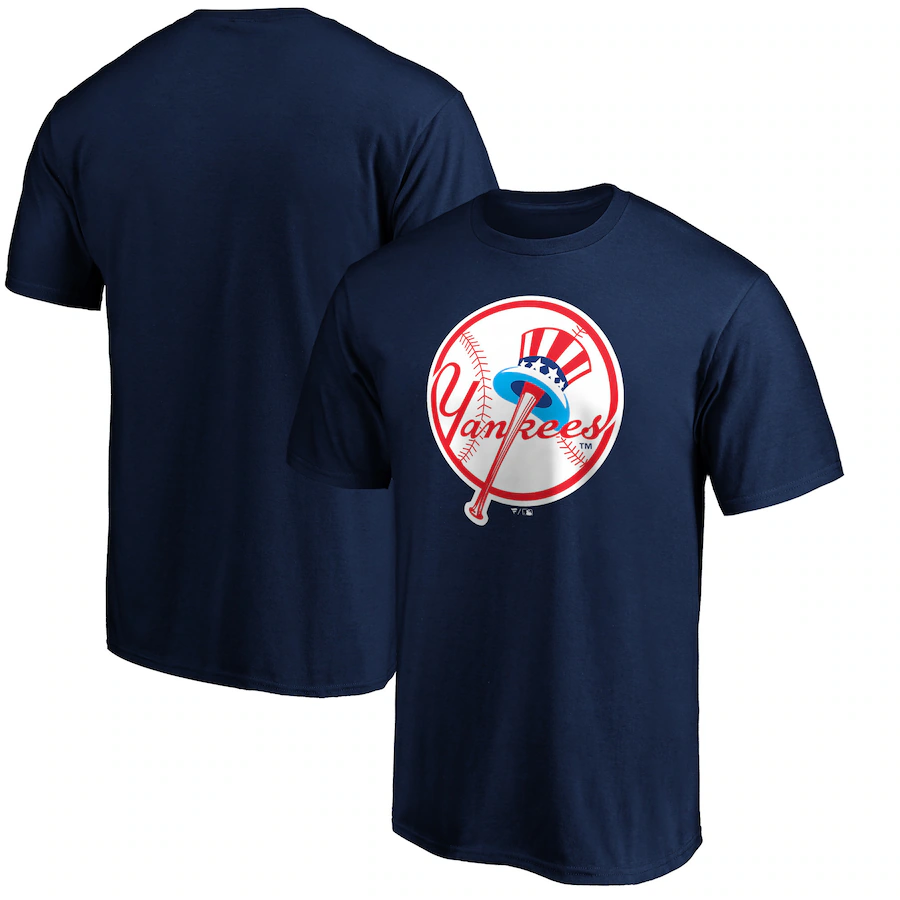 Men's New York Yankees Navy Cooperstown Collection Forbes Team Logo T-Shirt - ujerseystore