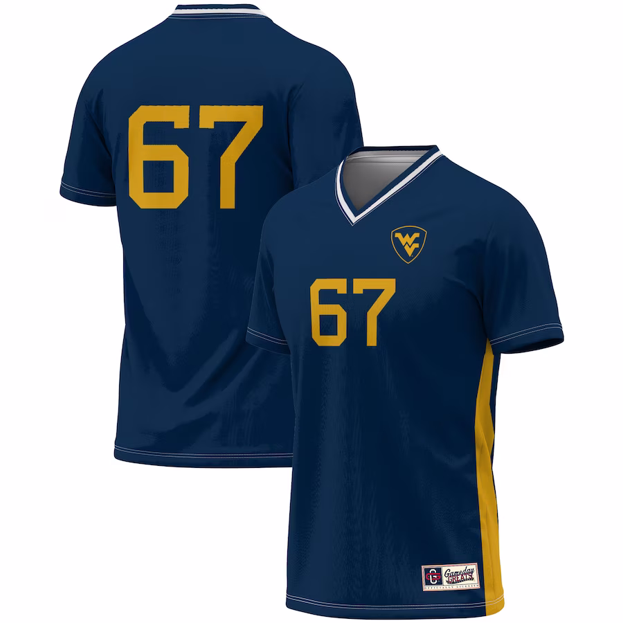 #67 West Virginia Mountaineers GameDay Greats Youth Lightweight Women's Soccer Fashion Jersey - Navy - ujerseystore
