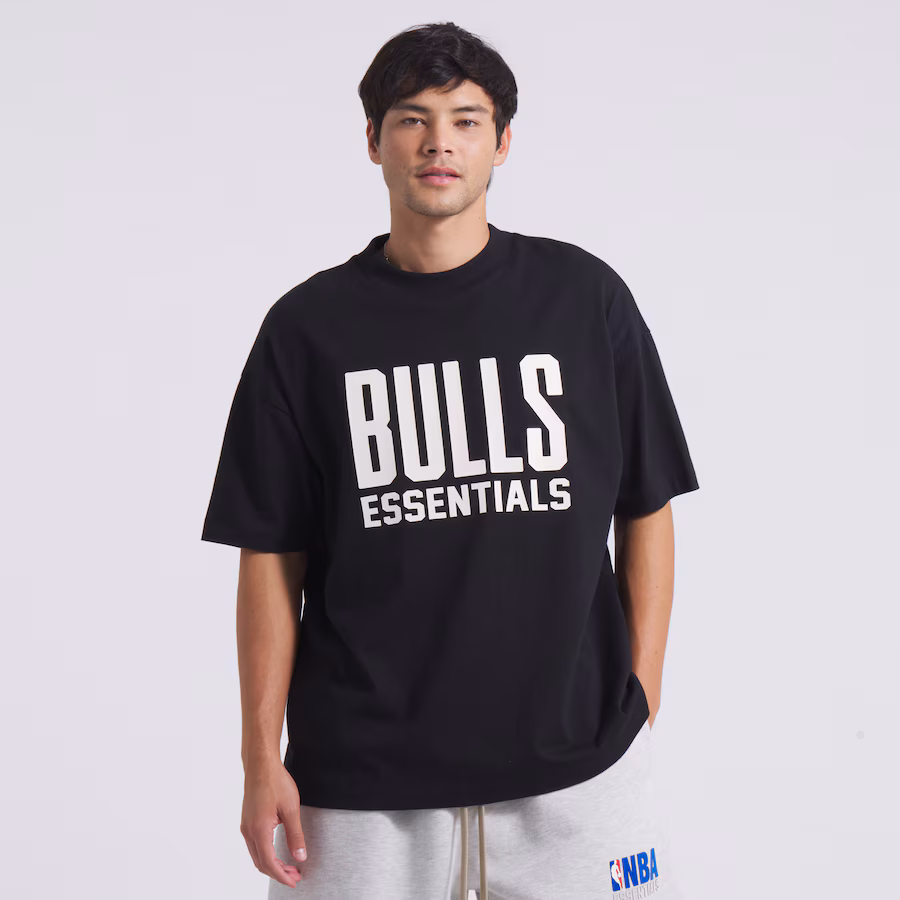 Unisex Chicago Bulls Fear of God Black NBA x ESSENTIALS T-Shirt - ujerseystore