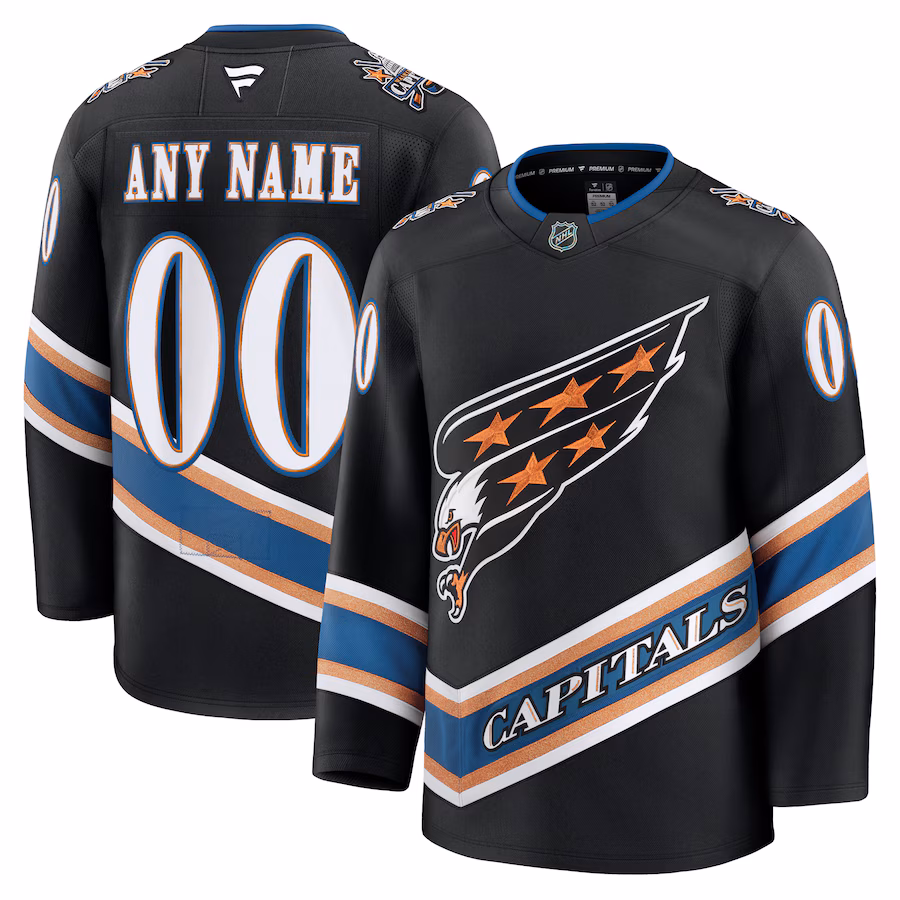 Men's Washington Capitals Fanatics Black Alternate 50th Anniversary Premium Custom Jersey - ujerseystore