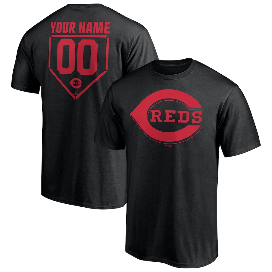 Men's Cincinnati Reds Black Personalized RBI Logo T-Shirt - ujerseystore
