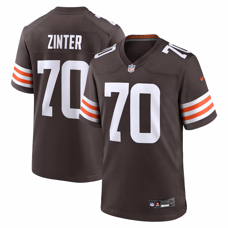 Men's Cleveland Browns Zak Zinter Nike Brown Team Game Jersey - ujerseystore