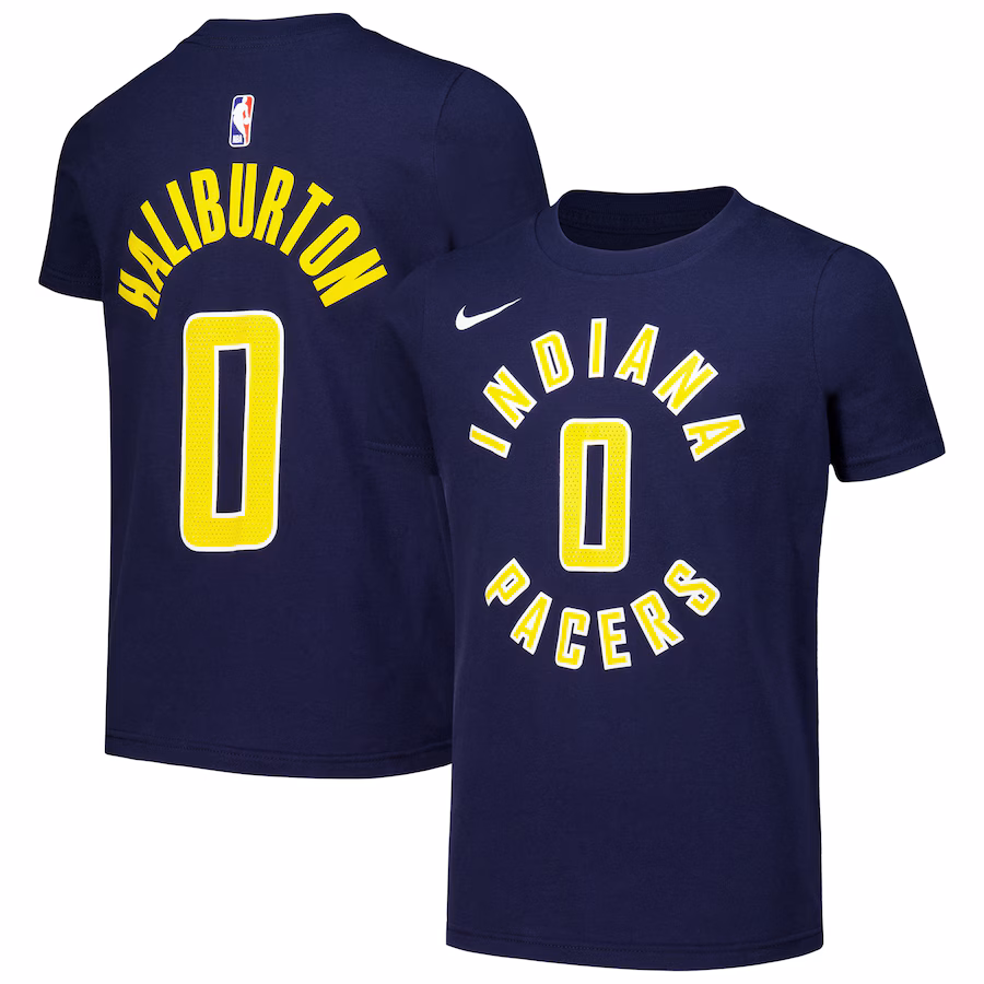 Youth Indiana Pacers Tyrese Haliburton Nike Navy Icon Edition Name & Number T-Shirt - ujerseystore