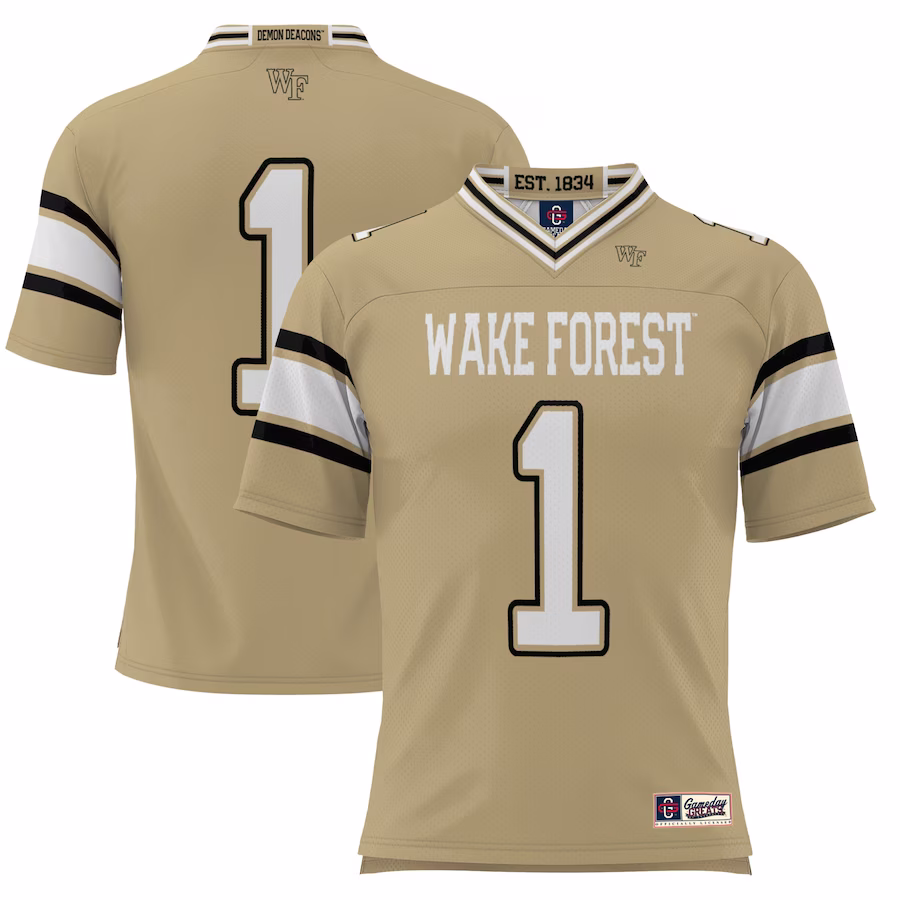 #1 Wake Forest Demon Deacons GameDay Greats Football Jersey - Gold - ujerseystore