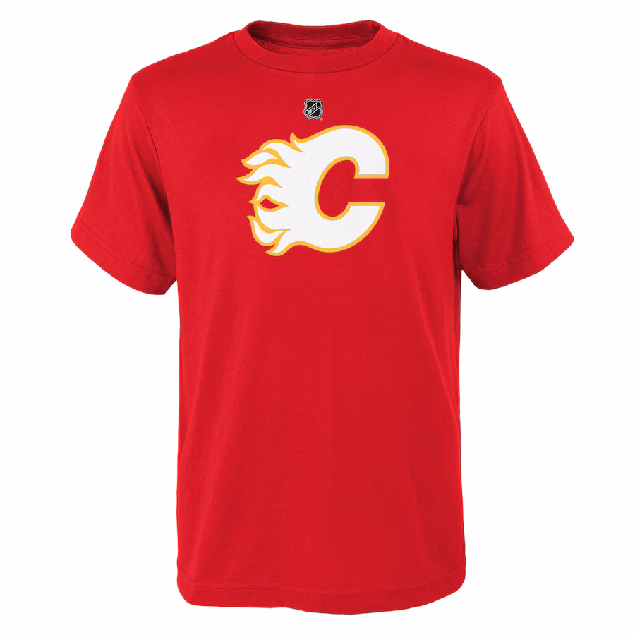 Youth Calgary Flames Red Primary Logo T-Shirt - ujerseystore