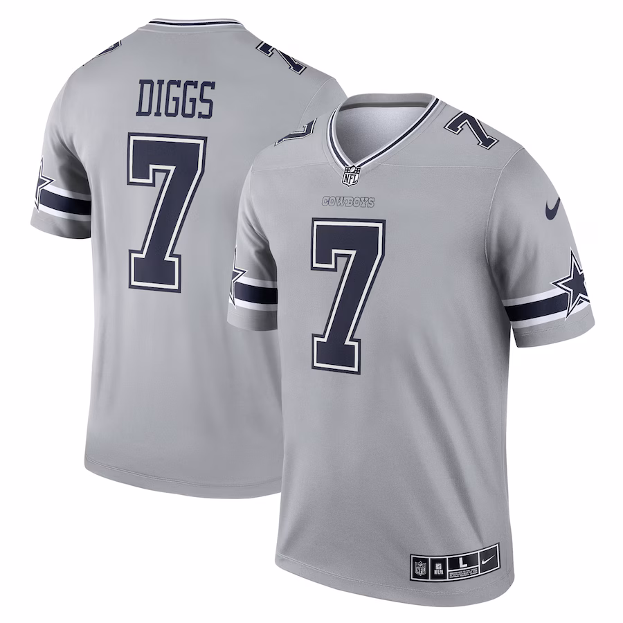 Men's Dallas Cowboys Trevon Diggs Nike Gray Inverted Legend Player Performance Top - ujerseystore