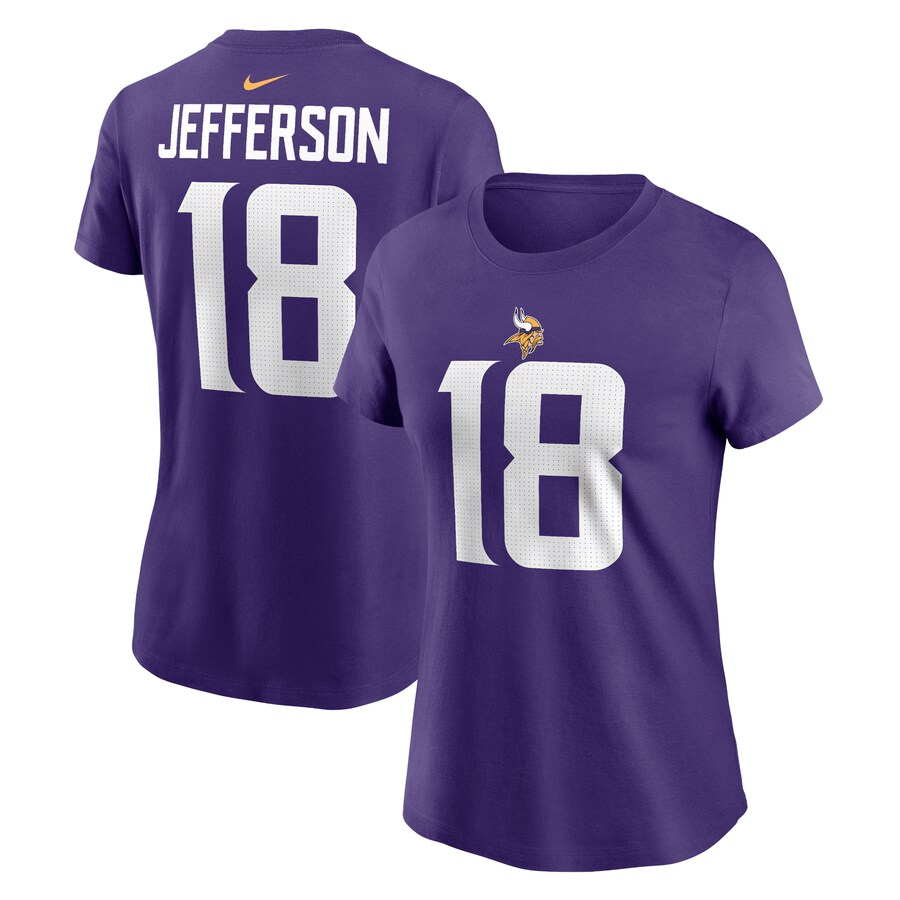Women's Minnesota Vikings Justin Jefferson Nike Purple Player Name & Number T-Shirt - ujerseystore