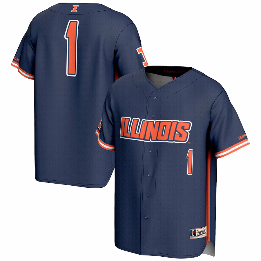 Unisex GameDay Greats #1 Navy Illinois Fighting Illini Lightweight Baseball Jersey - ujerseystore