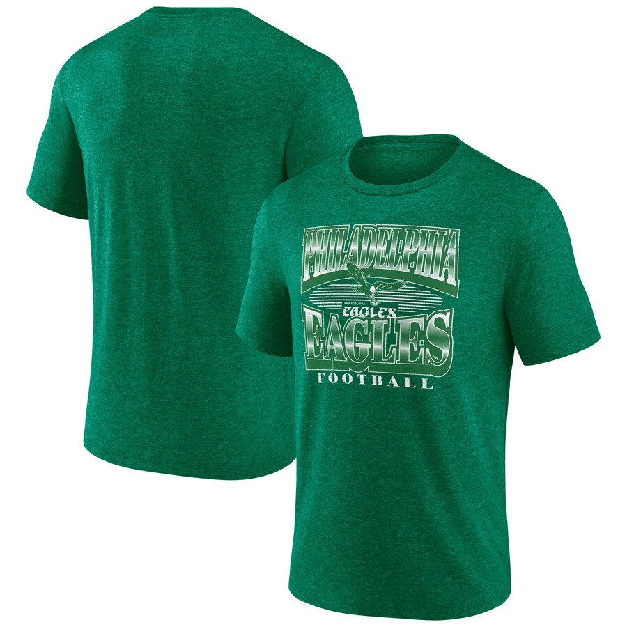 Men's Philadelphia Eagles Fanatics Heather Kelly Green Extreme Tackle Tri-Blend T-Shirt - ujerseystore