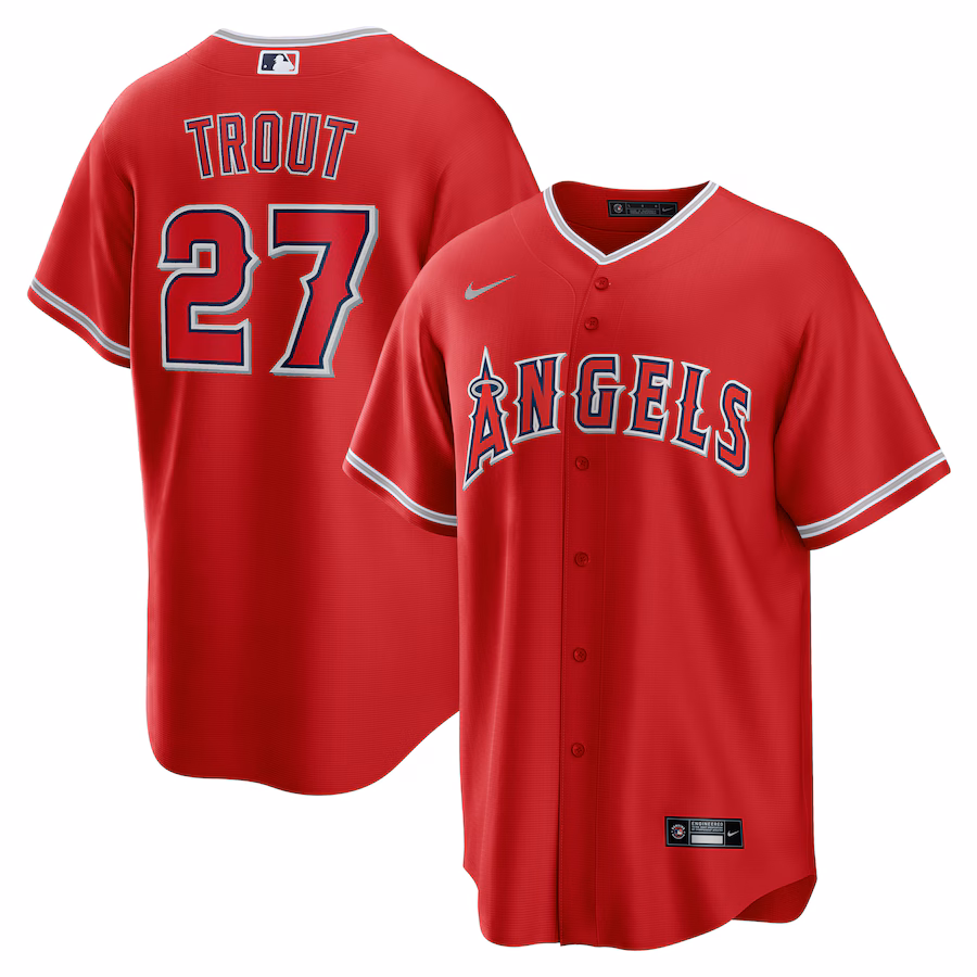 Men's Los Angeles Angels Mike Trout Nike Red Alternate Replica Player Name Jersey - ujerseystore