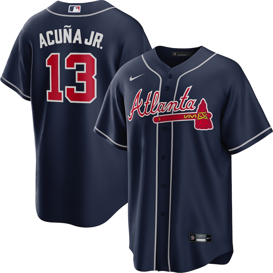 Men's Atlanta Braves Ronald Acuña Jr. Nike Navy Big & Tall Alternate Replica Player Jersey - ujerseystore
