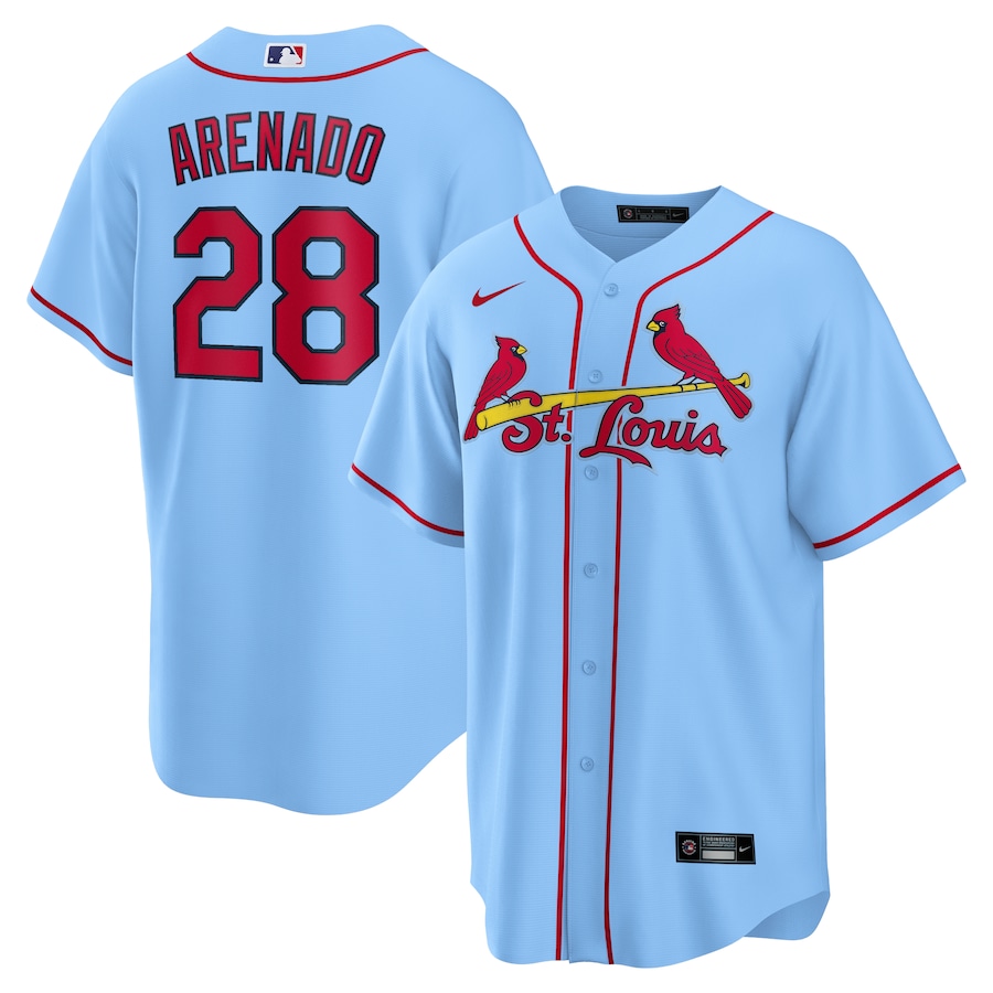 Men's St. Louis Cardinals Nolan Arenado Nike Light Blue 2024 Alternate Replica Jersey - ujerseystore