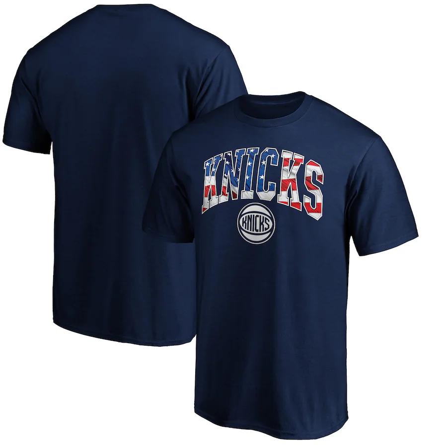 Men's New York Knicks Navy Banner Wave T-Shirt - ujerseystore