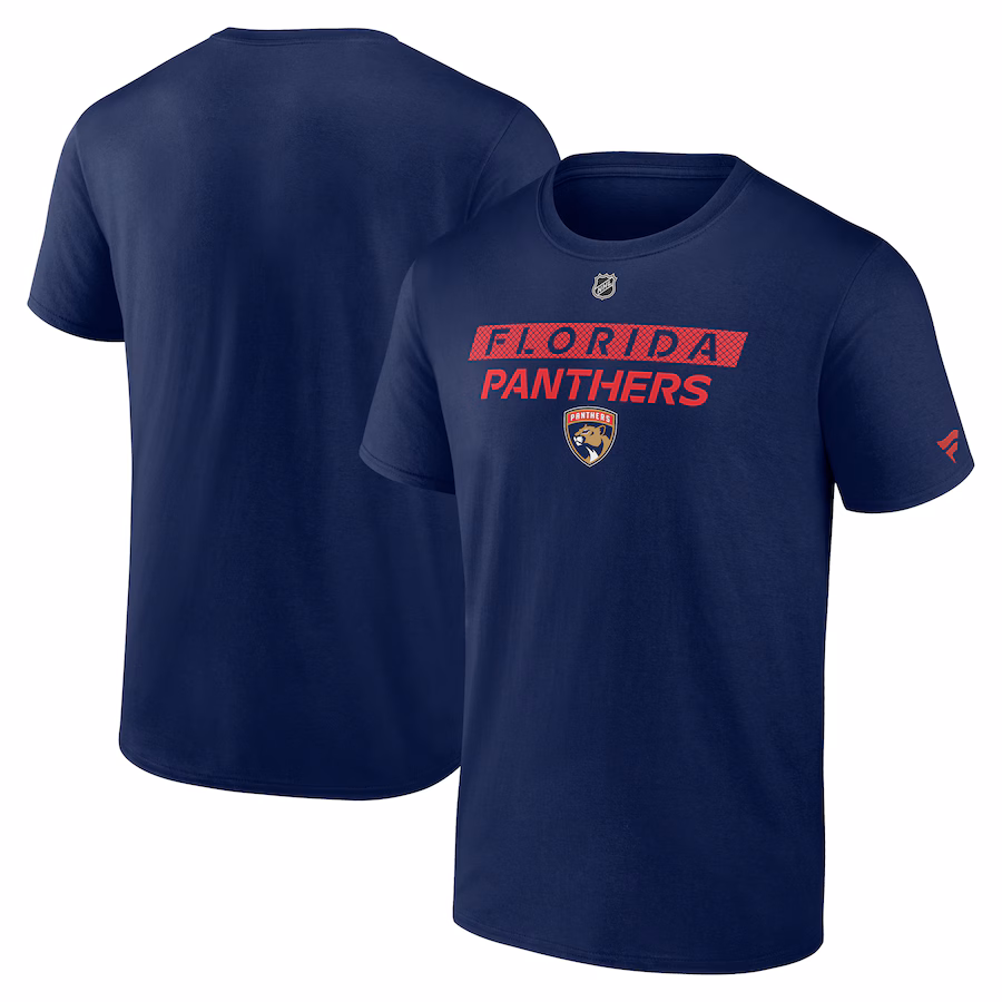Men's Florida Panthers Fanatics Navy Authentic Pro Core Primary T-Shirt - ujerseystore
