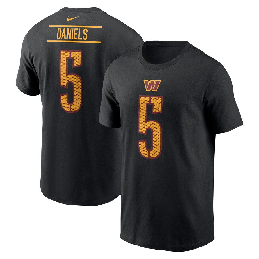 Men's Washington Commanders Jayden Daniels Nike Black Player Name & Number T-Shirt - ujerseystore