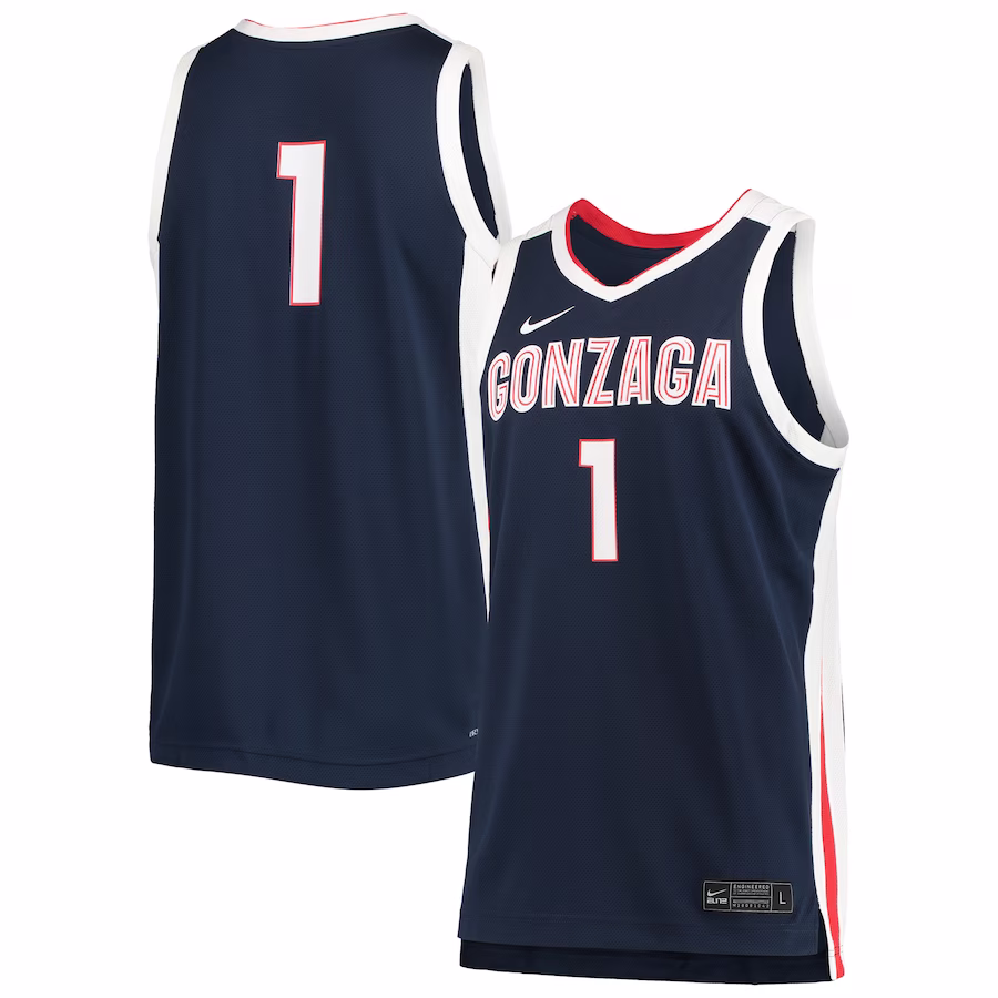 #1 Gonzaga Bulldogs Nike Replica Basketball Jersey - Navy - ujerseystore