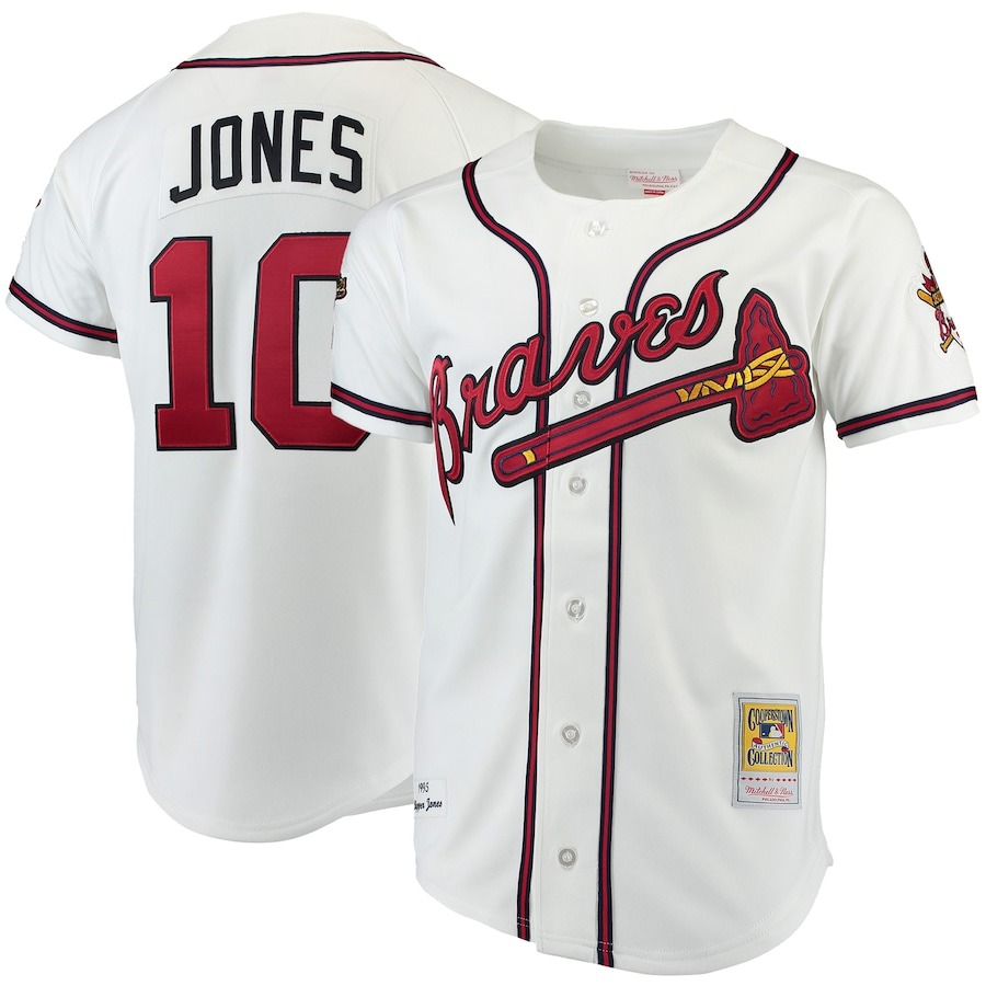 Men's Atlanta Braves Chipper Jones Mitchell & Ness White Authentic Jersey - ujerseystore