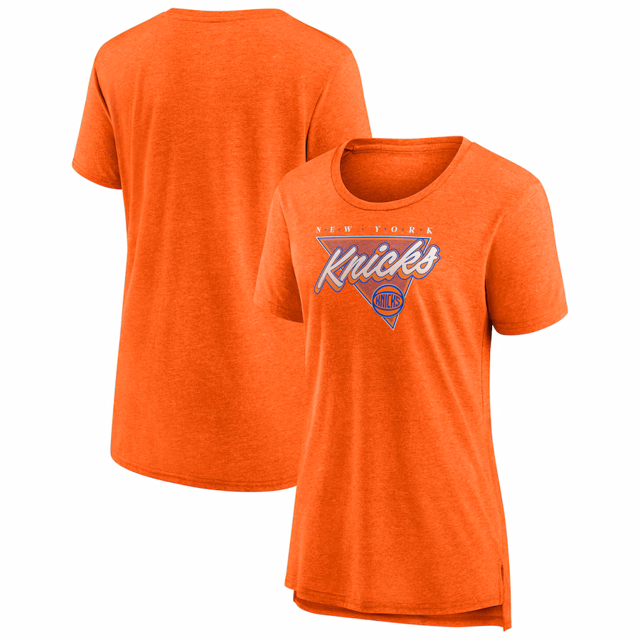 Women's New York Knicks Fanatics Heathered Orange True Classics Tri-Blend T-Shirt - ujerseystore
