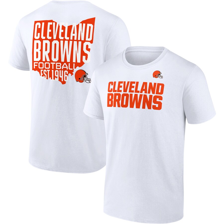 Men's Cleveland Browns Fanatics White Hot Shot State T-Shirt - ujerseystore