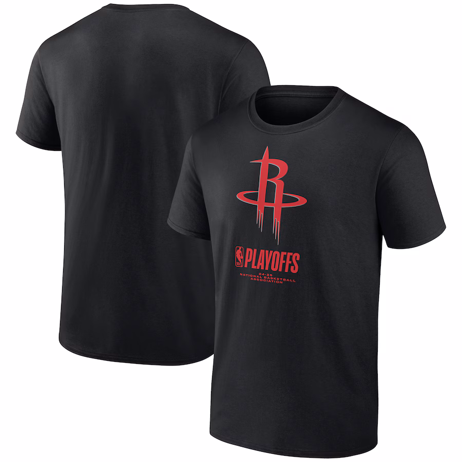 Men's  Houston Rockets Black 2025 NBA Playoffs Alley Oop T-Shirt - ujerseystore