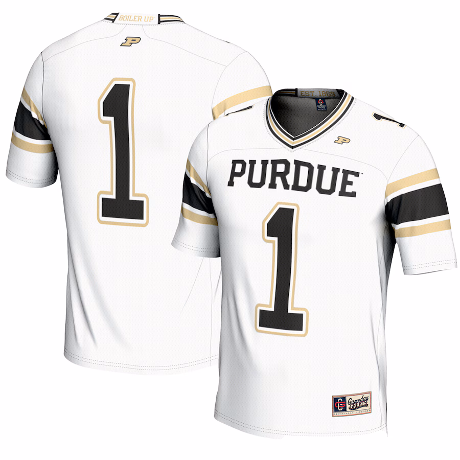 Men's GameDay Greats #1 White Purdue Boilermakers Endzone Football Jersey - ujerseystore