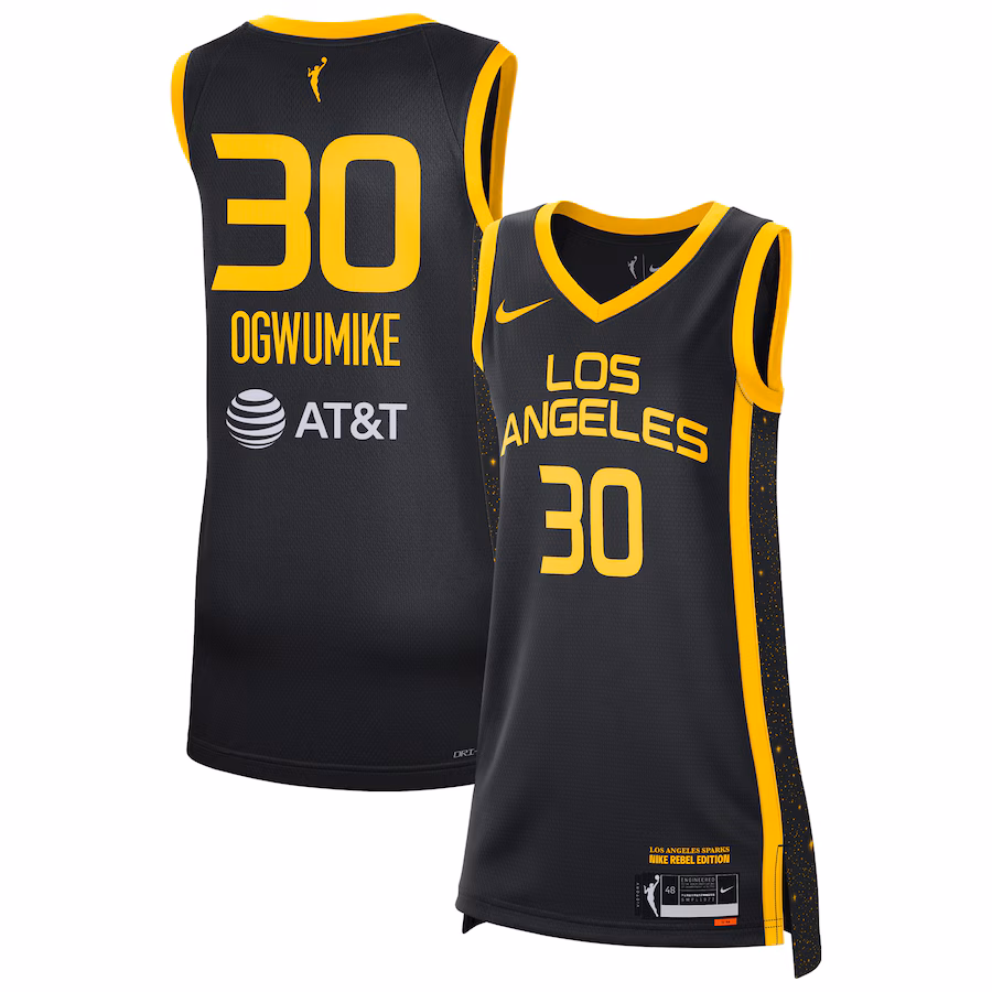 Women's Los Angeles Sparks Nneka Ogwumike Nike Black 2021 Rebel Edition Victory Player Jersey - ujerseystore