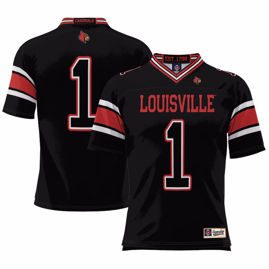 #1 Louisville Cardinals GameDay Greats Youth Football Jersey - Black - ujerseystore