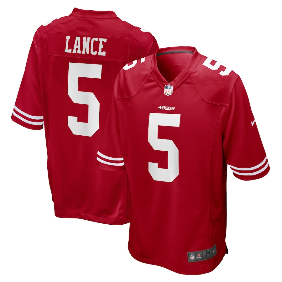 Men's San Francisco 49ers Trey Lance Nike Scarlet Game Jersey - ujerseystore