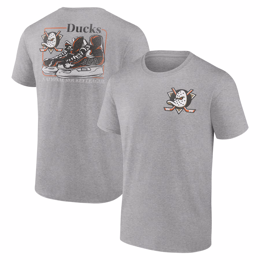 Men's Anaheim Ducks Heather Gray Glory Skates T-Shirt - ujerseystore
