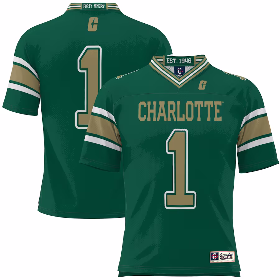 #1 Charlotte 49ers GameDay Greats Youth Football Jersey - Green - ujerseystore