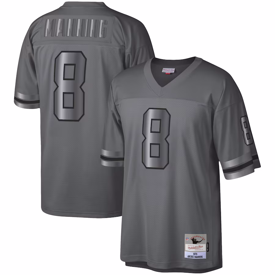 Men's New Orleans Saints Archie Manning Mitchell & Ness Charcoal 1979 Retired Player Metal Legacy Jersey - ujerseystore