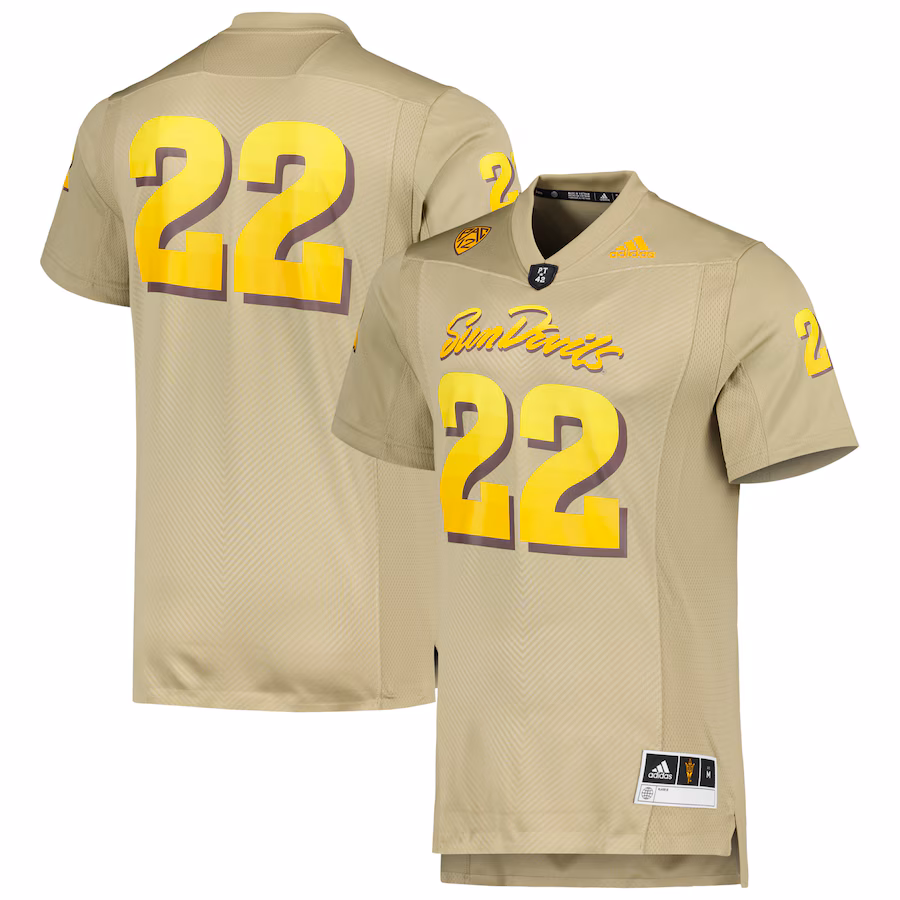 Men's adidas #22 Tan Arizona State Sun Devils Rising Devils Premier Strategy Jersey - ujerseystore