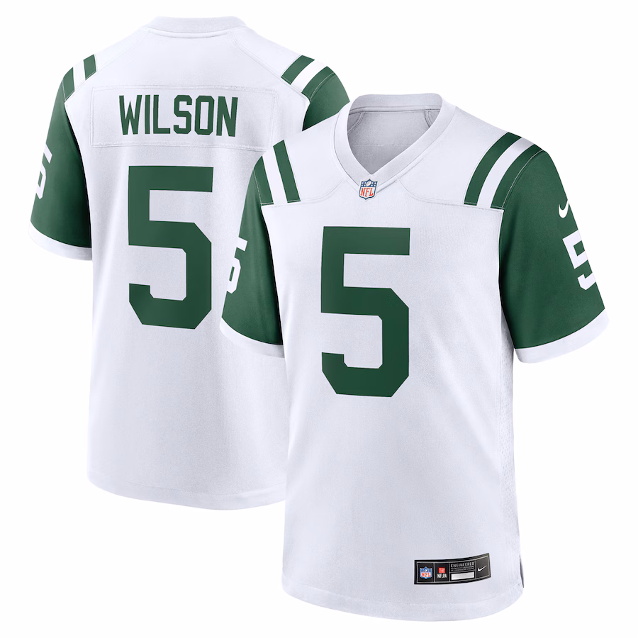 Men's New York Jets Garrett Wilson Nike White Classic Alternate Game Jersey - ujerseystore