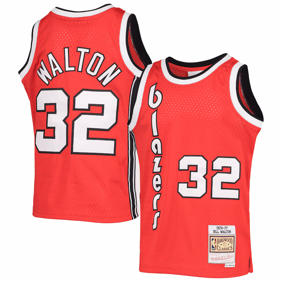 Youth Portland Trail Blazers Bill Walton Mitchell & Ness Black 1976/77 Hardwood Classics Swingman Jersey - ujerseystore