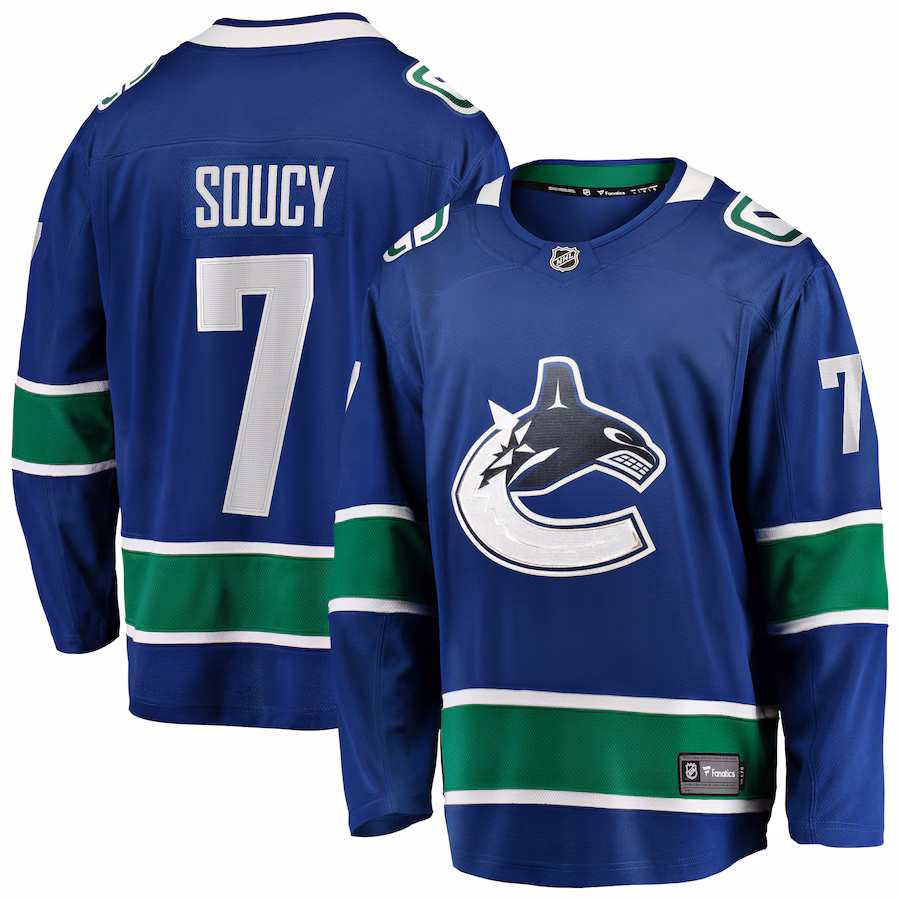 Men's Vancouver Canucks Carson Soucy Fanatics Blue Home Premier Breakaway Player Jersey - ujerseystore